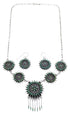 Southwest Sterling Silver Turquoise Needlepoint Necklace And Earring Set EX54062